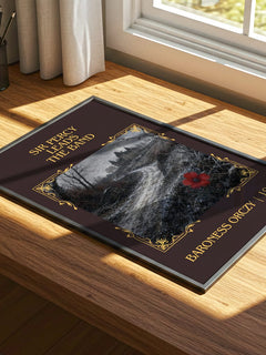 Sir Percy Leads The Band Classic Book Art Print by Baroness Orczy – print on a sunlit desk