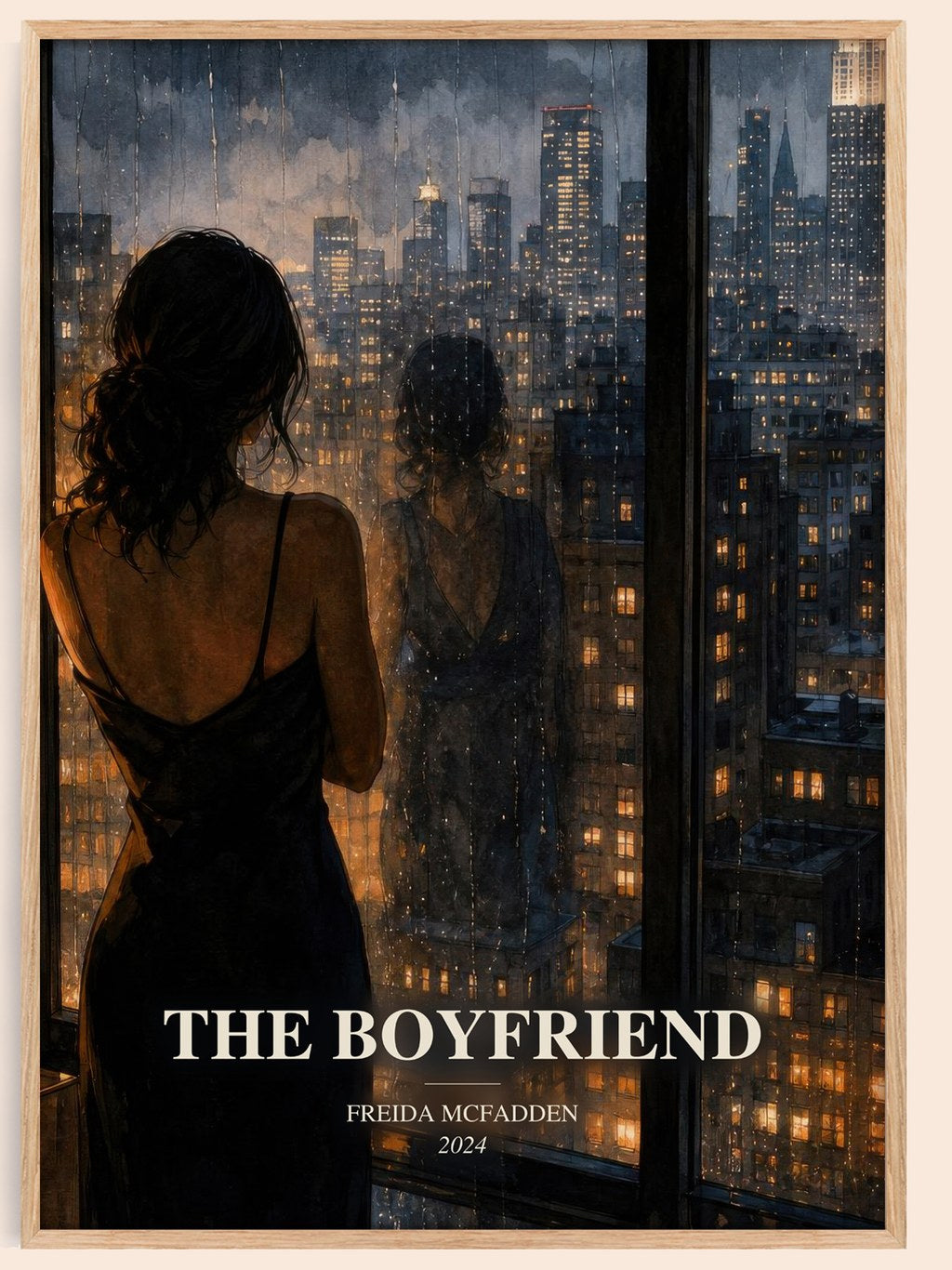 The Boyfriend watercolour book poster by Freida Mcfadden – framed literary art print
