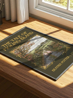 The Tale Of Pigling Bland Classic Book Art Print by Beatrix Potter – print on a sunlit desk