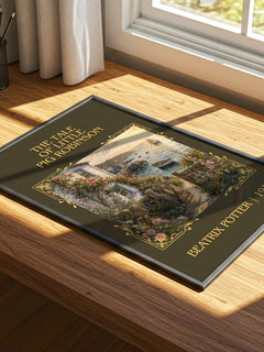 Tale Of Little Pig Robinson Classic Book Art Print by Beatrix Potter – print on a sunlit desk