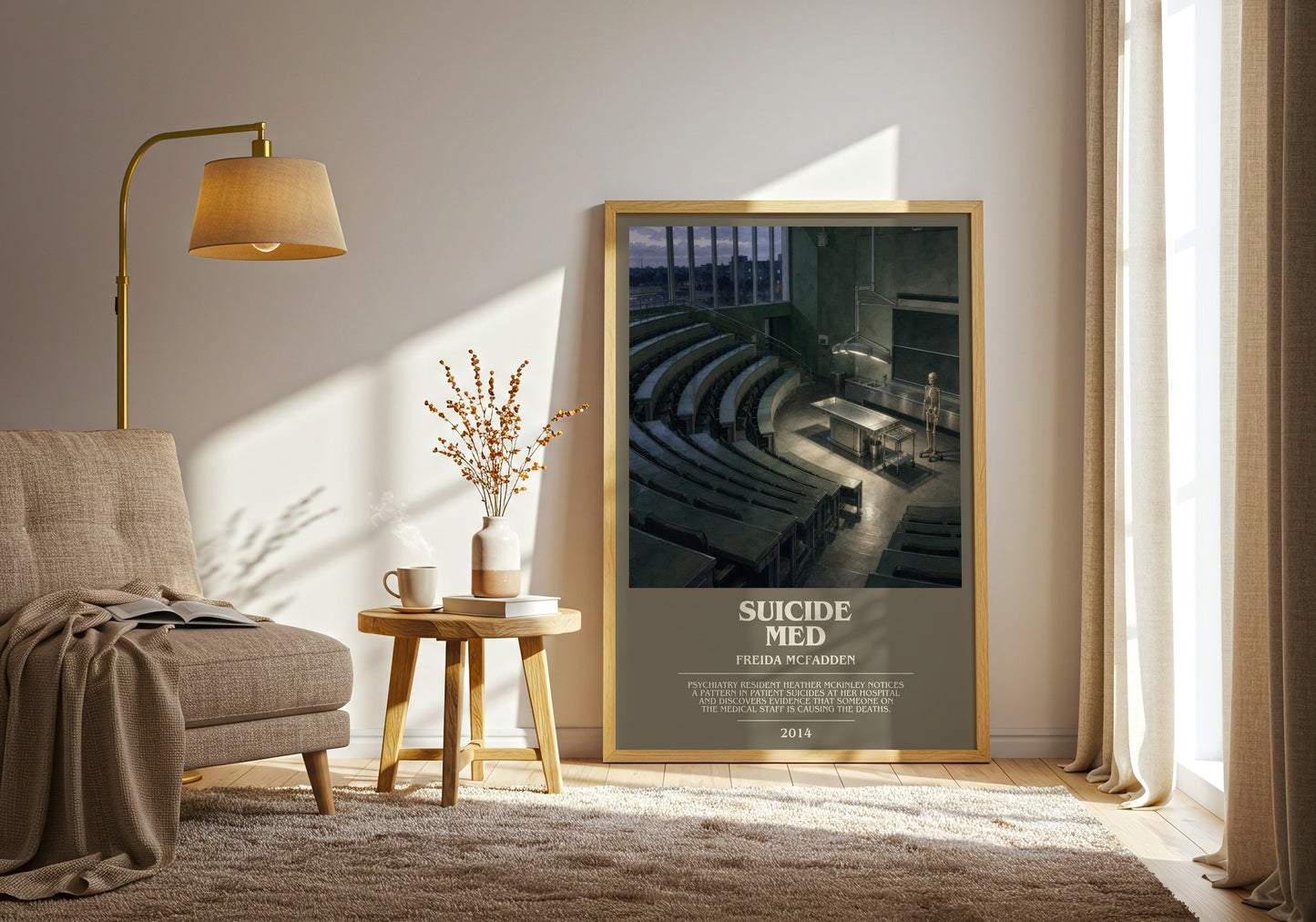 Suicide Med bookish print on bookshelf – Freida Mcfadden fan gift