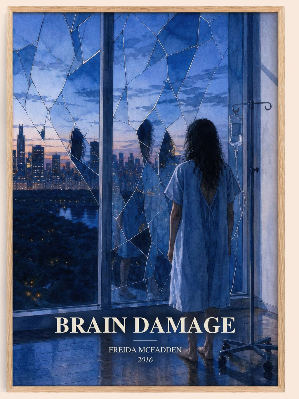 Brain Damage watercolour book poster by Freida Mcfadden – framed literary art print