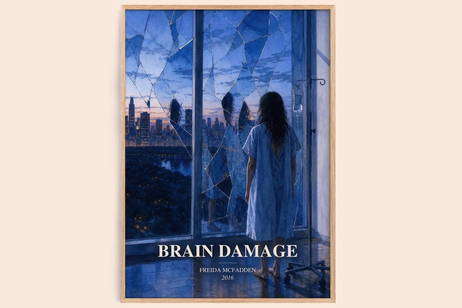 Brain Damage watercolour book poster by Freida Mcfadden – framed literary art print