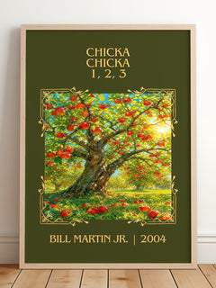 Chicka Chicka 1, 2, 3 Classic Book Art Print by Bill Martin Jr. – framed print leaning on a wooden floor