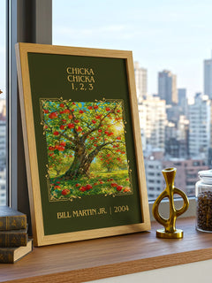 Chicka Chicka 1, 2, 3 Classic Book Art Print by Bill Martin Jr. – framed print on a city-view windowsill