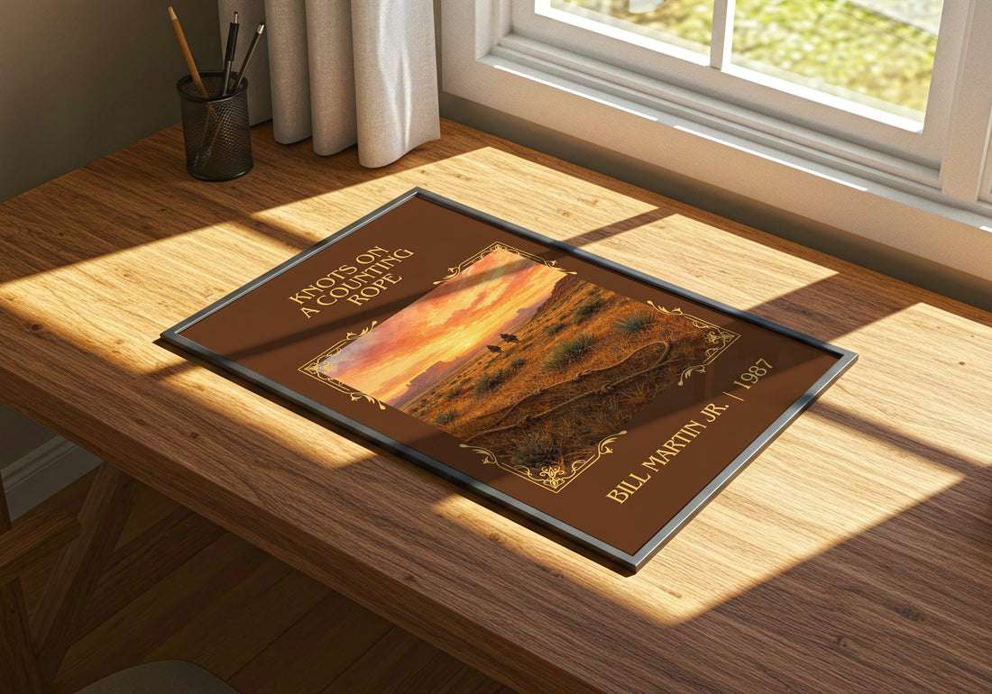 Knots On A Counting Rope Classic Book Art Print by Bill Martin Jr. – print on a sunlit desk