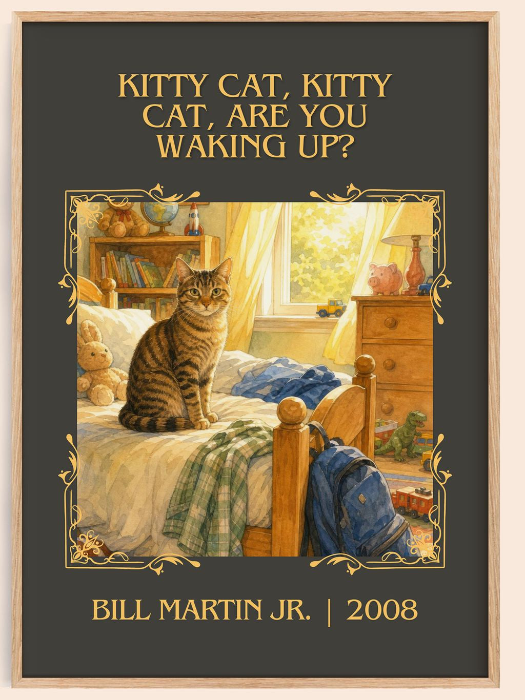 Kitty Cat, Kitty Cat, Are You Waking Up? Classic Book Art Print – book poster