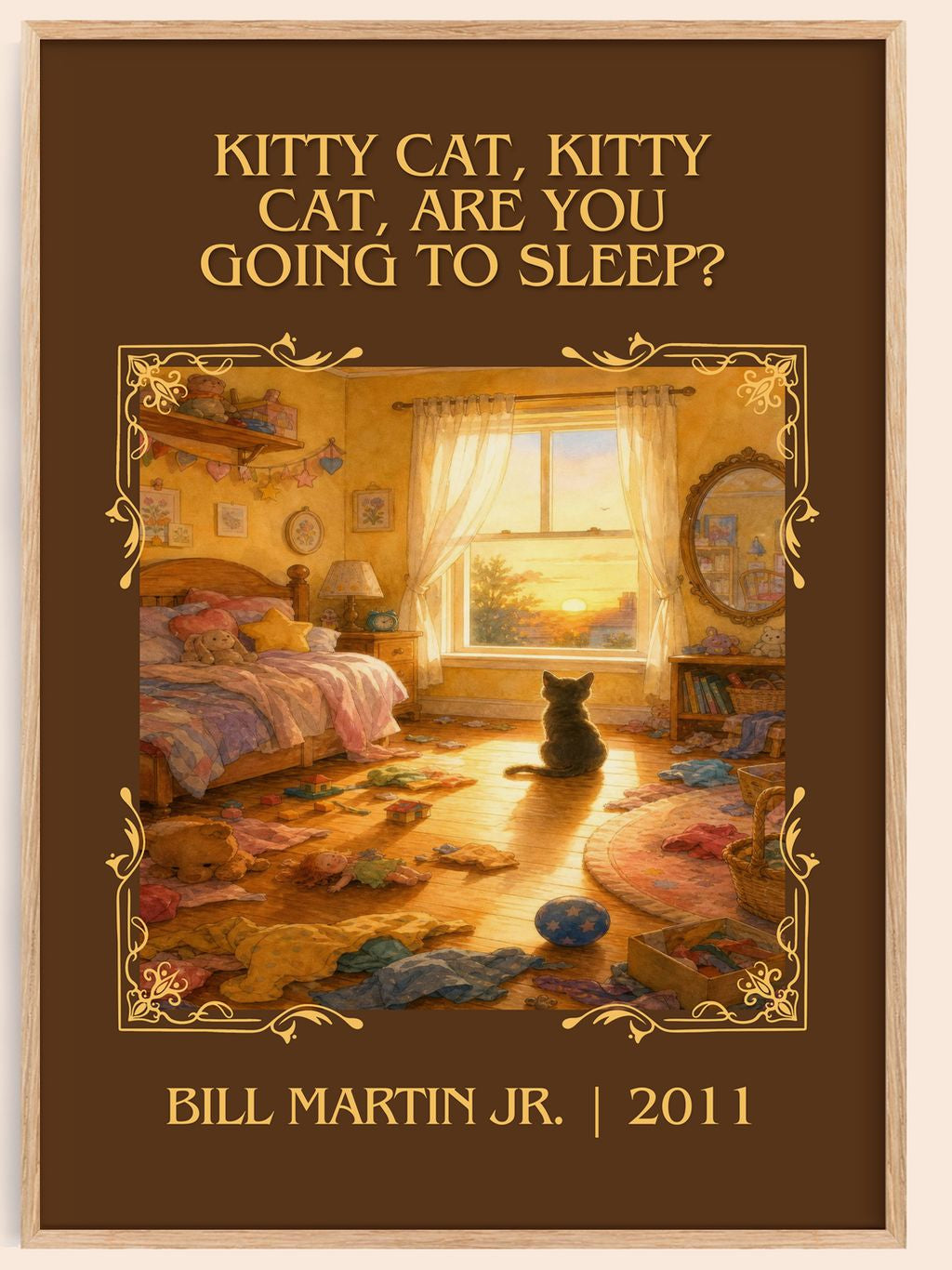 Kitty Cat, Kitty Cat, Are You Going To Sleep? Classic Book Art Print – book poster