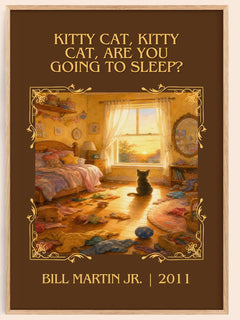 Kitty Cat, Kitty Cat, Are You Going To Sleep? Classic Book Art Print – book poster