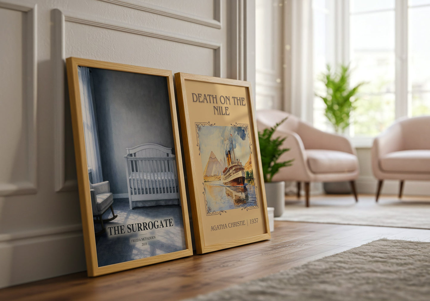 The Surrogate watercolour print framed by window – literary home decor