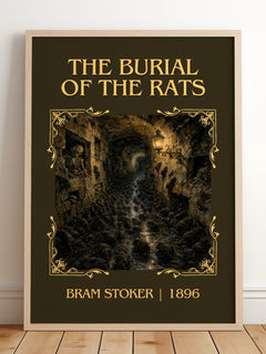 The Burial Of The Rats Classic Book Art Print by Bram Stoker – framed print leaning on a wooden floor