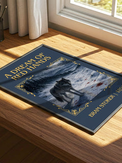 A Dream Of Red Hands Classic Book Art Print by Bram Stoker – print on a sunlit desk