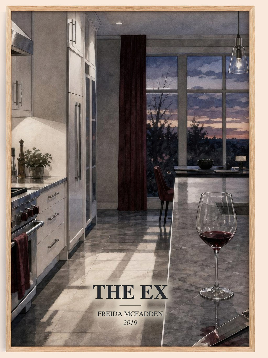 The Ex watercolour book poster by Freida Mcfadden – framed literary art print