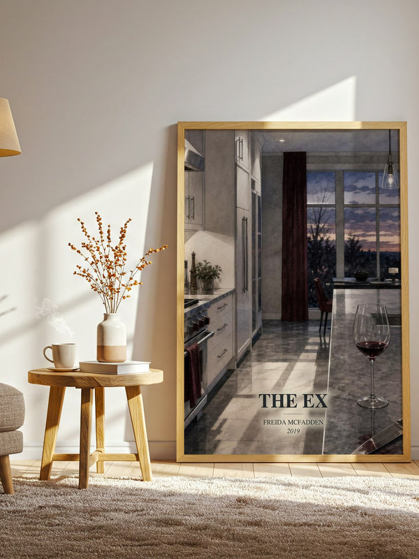 The Ex watercolour print in frame leaning in hallway – thriller wall art