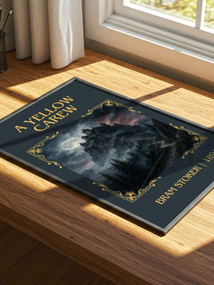 A Yellow Carew Classic Book Art Print by Bram Stoker – print on a sunlit desk