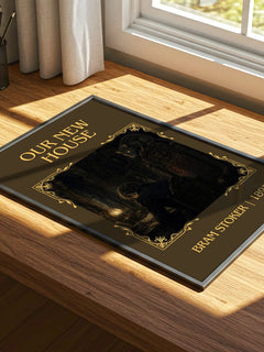 Our New House Classic Book Art Print by Bram Stoker – print on a sunlit desk