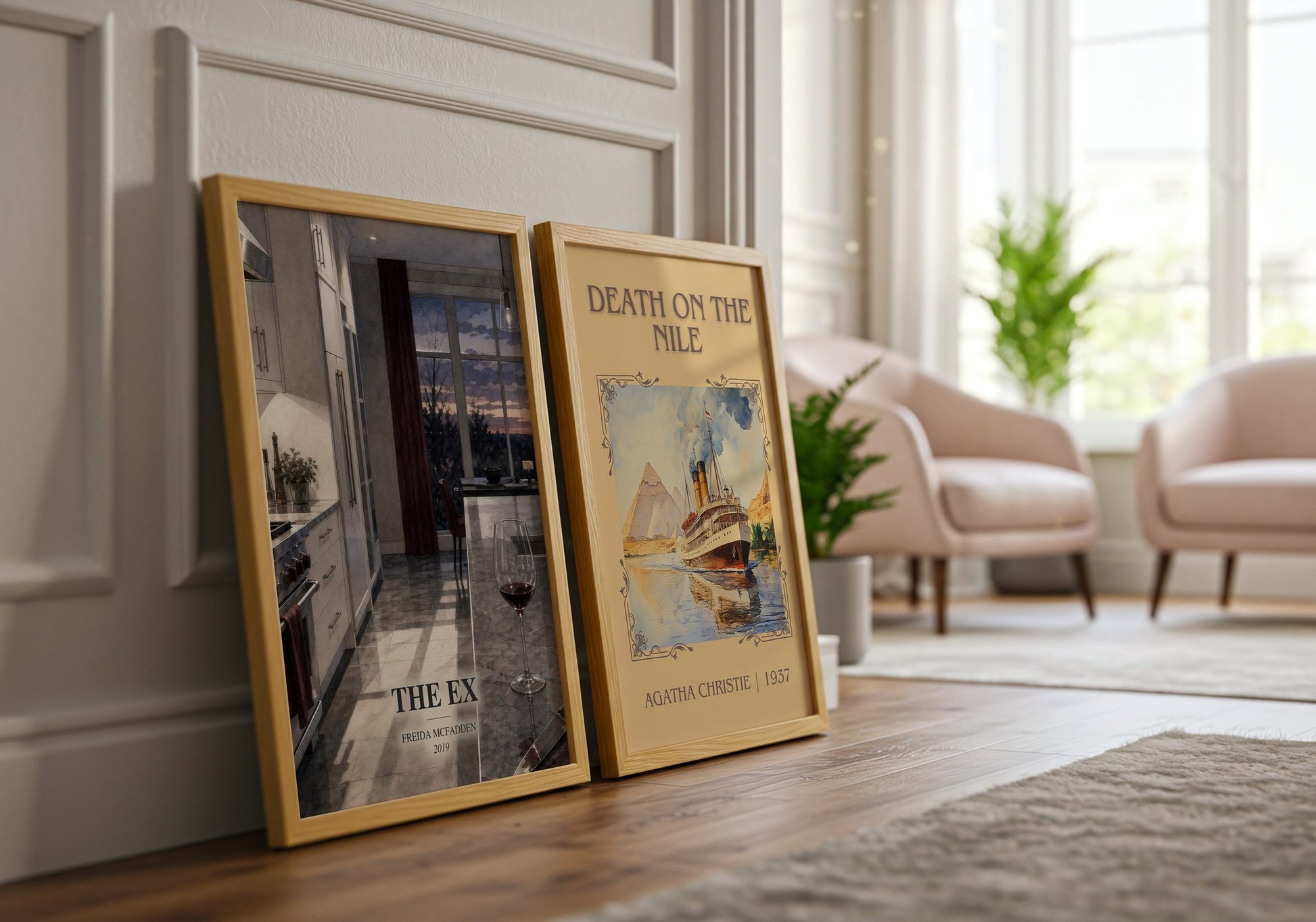The Ex watercolour print framed by window – literary home decor