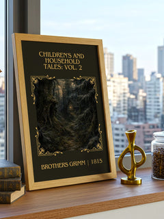 Children'S And Household Tales: Vol. 2 Classic Book Art Print – framed print on a city-view windowsill