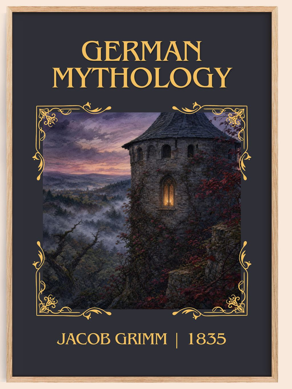 German Mythology Classic Book Art Print by Jacob Grimm – book poster