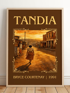 Tandia Classic Book Art Print by Bryce Courtenay – framed print leaning on a wooden floor