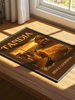 Tandia Classic Book Art Print by Bryce Courtenay – print on a sunlit desk
