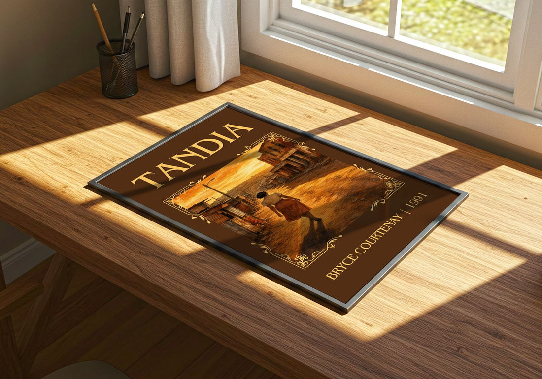 Tandia Classic Book Art Print by Bryce Courtenay – print on a sunlit desk
