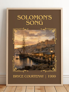 Solomon'S Song Classic Book Art Print by Bryce Courtenay – framed print leaning on a wooden floor