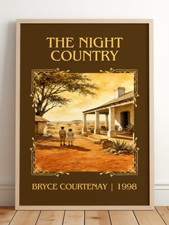 The Night Country Classic Book Art Print by Bryce Courtenay – framed print leaning on a wooden floor