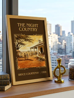 The Night Country Classic Book Art Print by Bryce Courtenay – framed print on a city-view windowsill