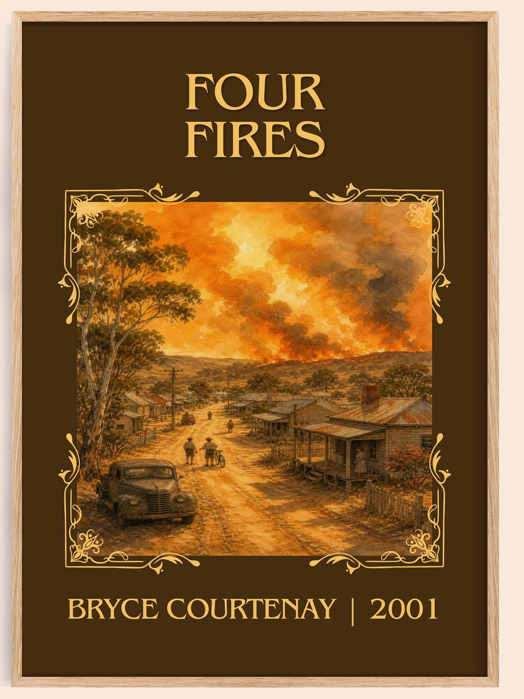 Four Fires Classic Book Art Print by Bryce Courtenay – book poster
