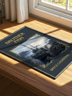 Brother Fish Classic Book Art Print by Bryce Courtenay – print on a sunlit desk