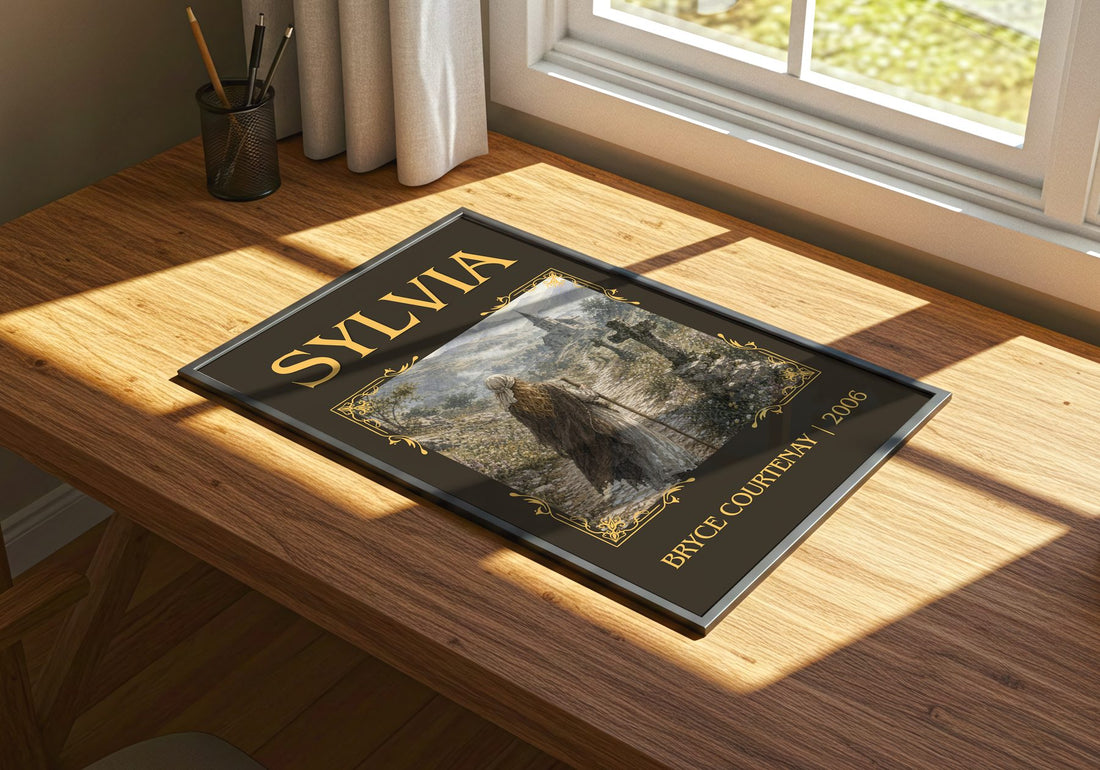 Sylvia Classic Book Art Print by Bryce Courtenay – print on a sunlit desk