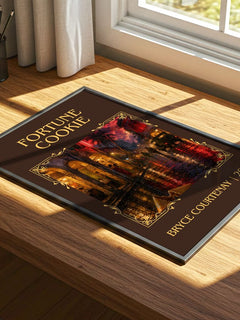 Fortune Cookie Classic Book Art Print by Bryce Courtenay – print on a sunlit desk