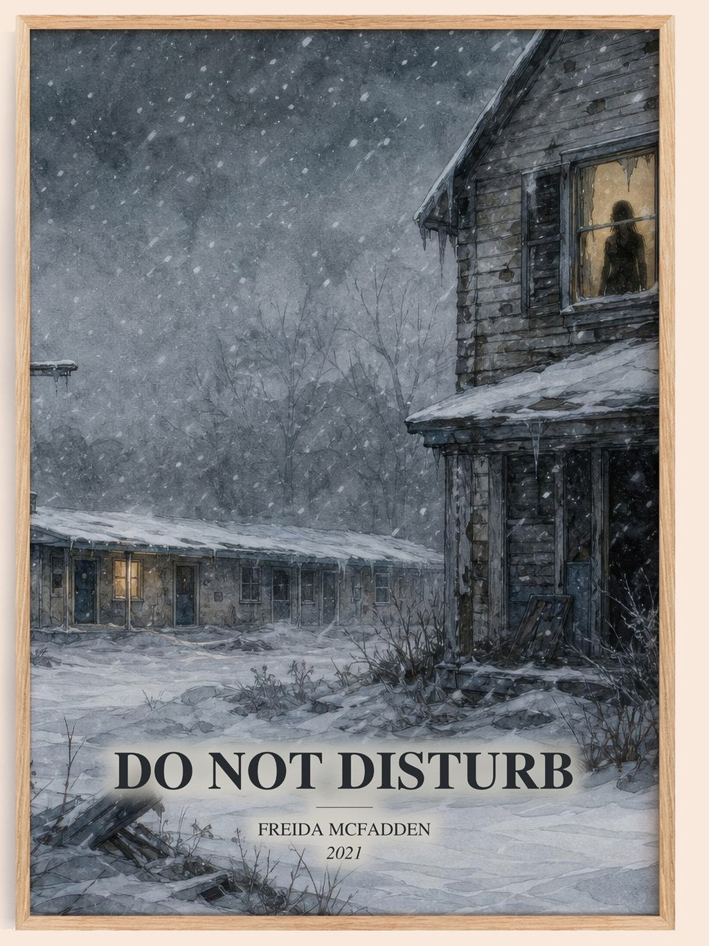Do Not Disturb watercolour book poster by Freida Mcfadden – framed literary art print