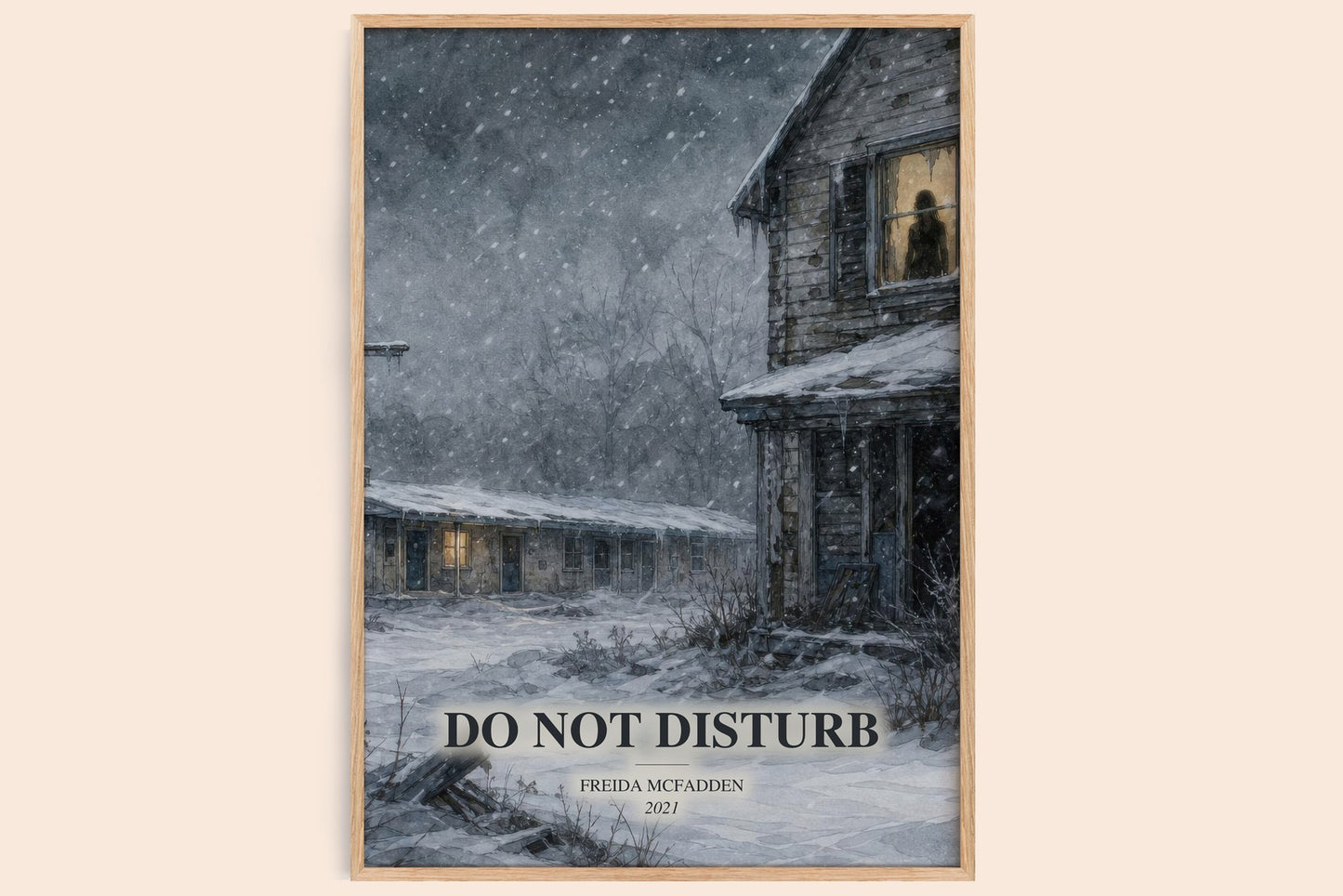 Do Not Disturb watercolour book poster by Freida Mcfadden – framed literary art print