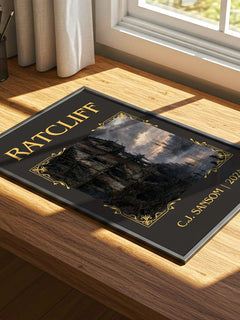 Ratcliff Classic Book Art Print by C.J. Sansom – print on a sunlit desk