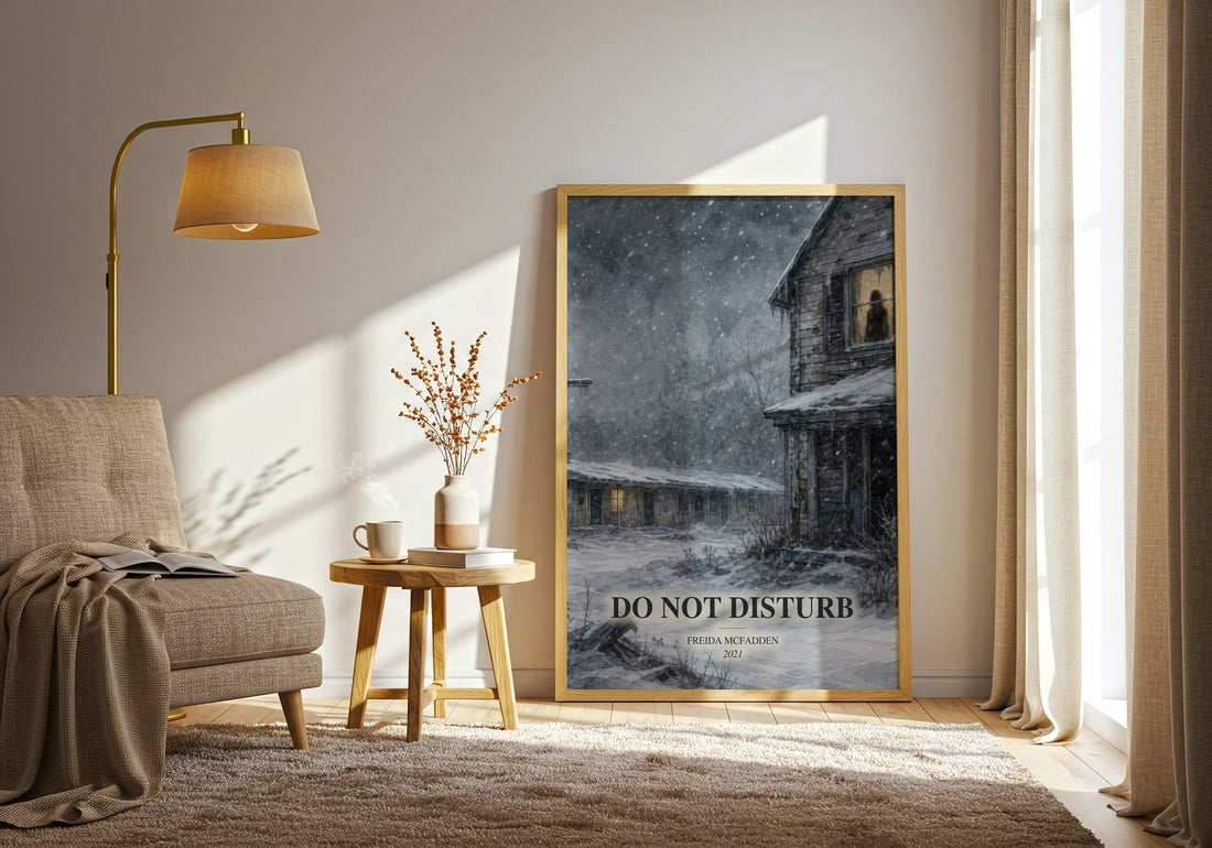 Do Not Disturb watercolour print in frame leaning in hallway – thriller wall art (mockup)