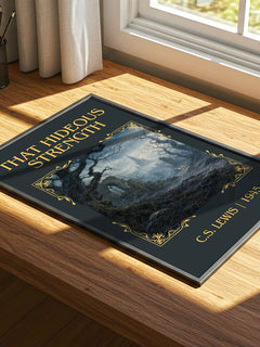 That Hideous Strength Classic Book Art Print by C.S. Lewis – print on a sunlit desk