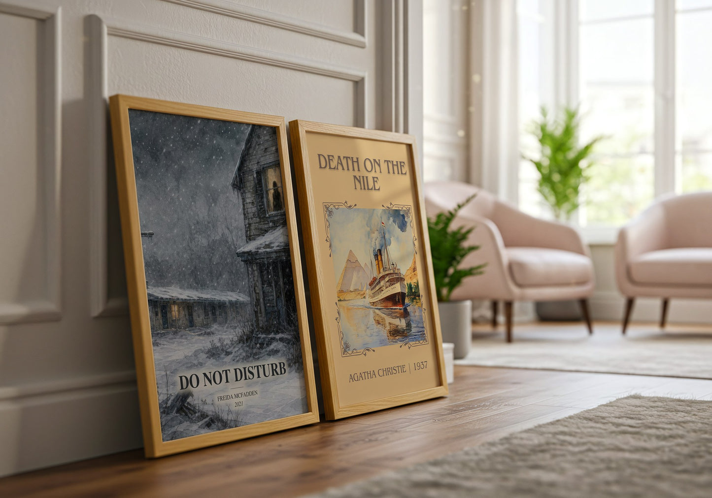 Do Not Disturb watercolour print framed by window – literary home decor