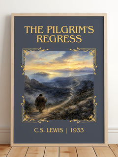 The Pilgrim'S Regress Classic Book Art Print by C.S. Lewis – framed print leaning on a wooden floor