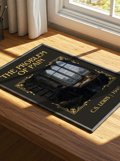 The Problem Of Pain Classic Book Art Print by C.S. Lewis – print on a sunlit desk