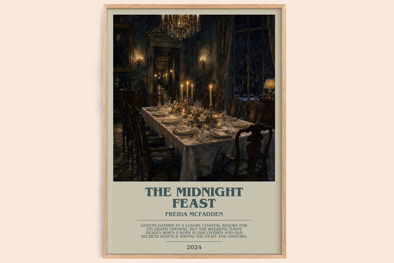 The Midnight Feast bookish book poster by Freida Mcfadden – framed literary art print