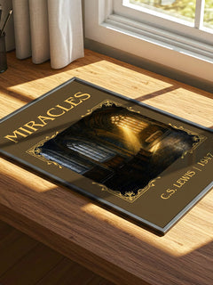 Miracles Classic Book Art Print by C.S. Lewis – print on a sunlit desk