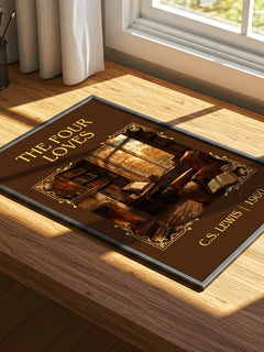 The Four Loves Classic Book Art Print by C.S. Lewis – print on a sunlit desk