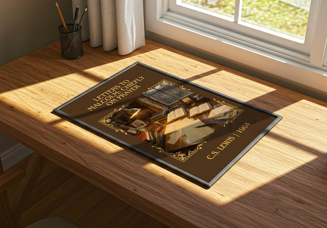 Letters To Malcolm: Chiefly On Prayer Classic Book Art Print – print on a sunlit desk