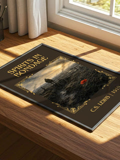 Spirits In Bondage Classic Book Art Print by C.S. Lewis – print on a sunlit desk