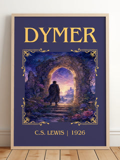 Dymer Classic Book Art Print by C.S. Lewis – framed print leaning on a wooden floor