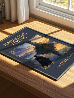 Narrative Poems Classic Book Art Print by C.S. Lewis – print on a sunlit desk