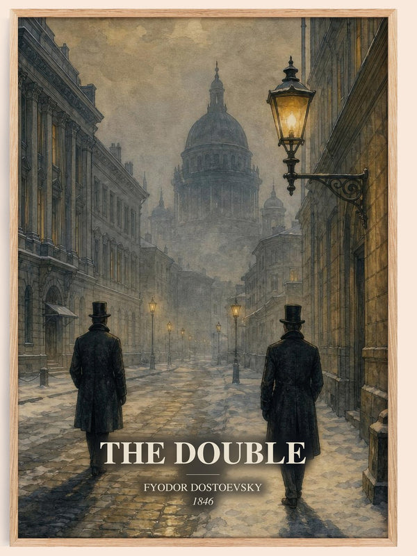 The Double watercolour book poster by Fyodor Dostoevsky – framed literary art print