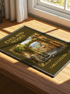 Eyes And Noses Classic Book Art Print by Carlo Collodi – print on a sunlit desk